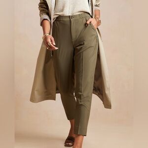 NWT Banana Republic airstretch high-rise tapered pants olive green/vegan